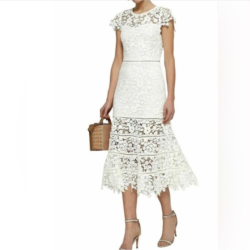 JOIE Celedonia Lace Illusion White Tiered Formal Dress Size 6 | Altered - Picture 3 of 11